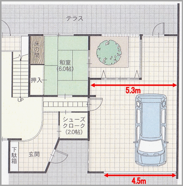 『RCの家』ガレージハウス平面図2