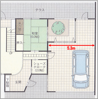 『RCの家』ガレージハウス平面図