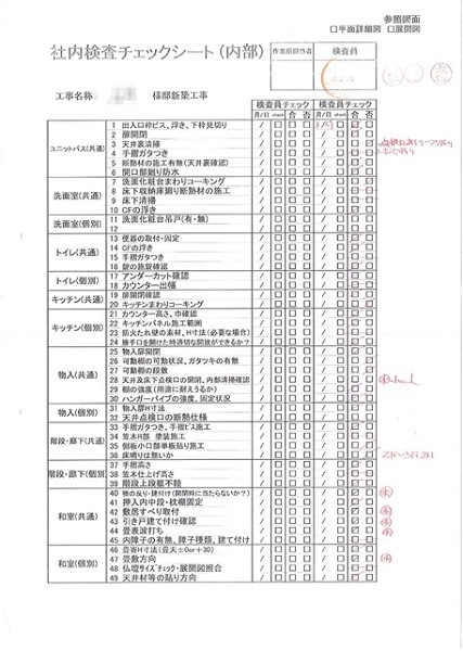 竣工検査 チェックシート