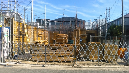 芦屋市で建築中のRC住宅現場の進捗状況