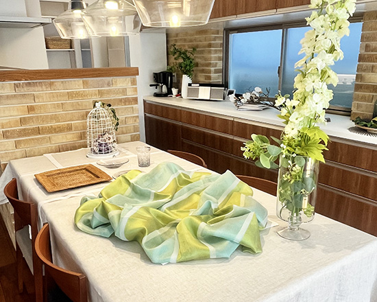 2026春夏ホームステージング_ブルーとグリーンのクロス 2026春夏ホームステージング_ブルーとグリーンのクロス